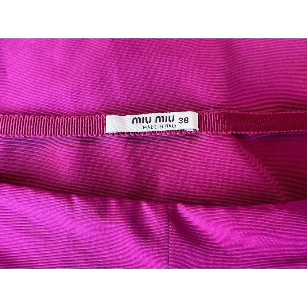 Miu Miu A-Line Skirt Reddish-Purple Acetate Blend Gather Hip Pockets SZ 38/M - Picture 9 of 14